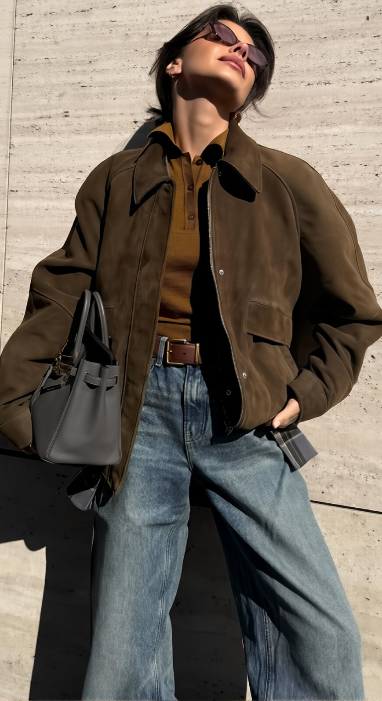 Trendy Oversized Zip-Up Jacket with Collar